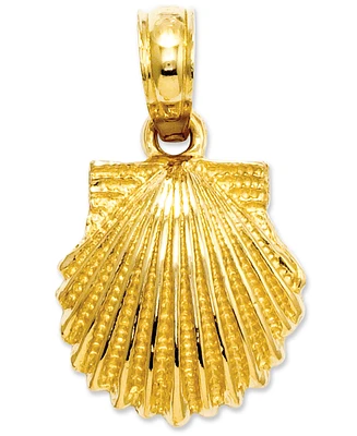 14k Gold Charm, Scallop Shell Charm