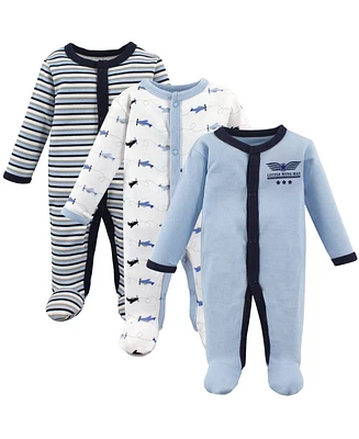 Luvable Friends Baby Boys Soft Cotton Play-and-Sleep Bodysuit