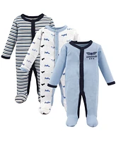 Luvable Friends Baby Boys Soft Cotton Play-and-Sleep Bodysuit