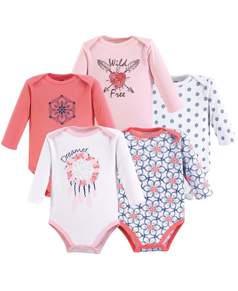 Yoga Sprout Baby Girls Multipack Five Long-Sleeve Bodysuits