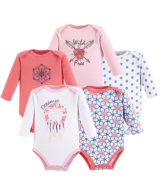 Yoga Sprout Baby Girls Multipack Five Long-Sleeve Bodysuits