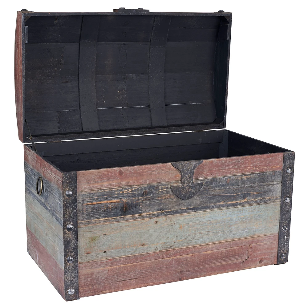 Household Essentials Large Weathered Wooden Storage Trunk