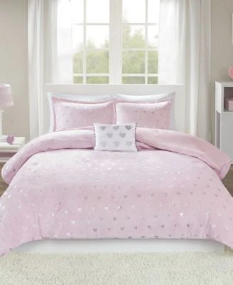 Intelligent Design Rosalie Metallic Heart Comforter Sets