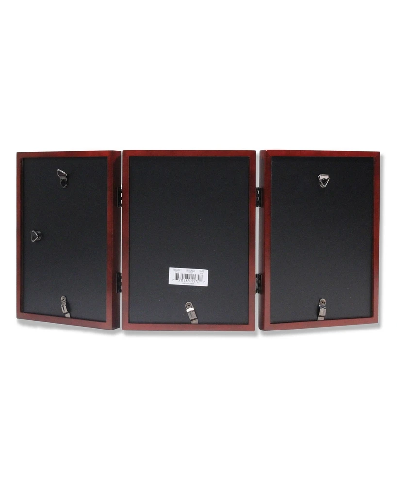 Lawrence Frames Hinged Triple Walnut Wood Picture Frame - Gallery Collection - 5" x 7"