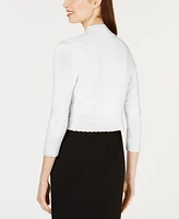 Jessica Howard Open-front Cropped 3/4 Sleeve Cardigan