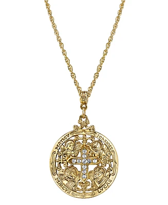 Symbols of Faith 14K Gold-Dipped Crystal Writers of The Good Word Pendant Necklace 24"