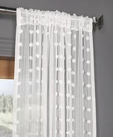 Half Price Drapes Strasbourg Dot Cream Geometric Patterned Faux Linen Sheer Curtain