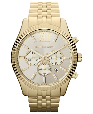 Michael Kors Men's Chronograph Lexington Gold-Tone Stainless Steel Bracelet Watch 45mm MK8281