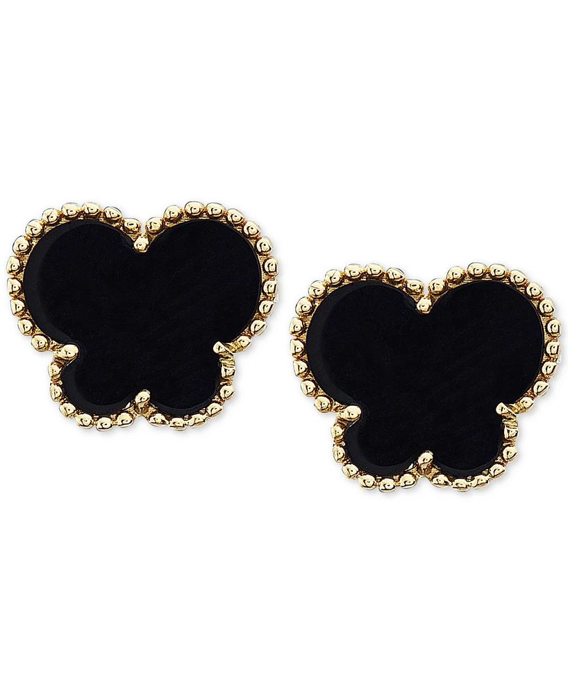 Effy Onyx (9 x 7 mm) Butterfly Stud Earrings in 14k Gold