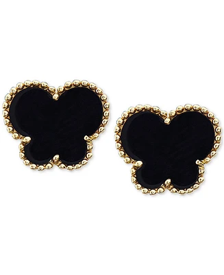 Effy Onyx (9 x 7 mm) Butterfly Stud Earrings in 14k Gold
