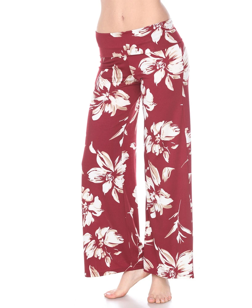 White Mark Flower Print Palazzo Pants