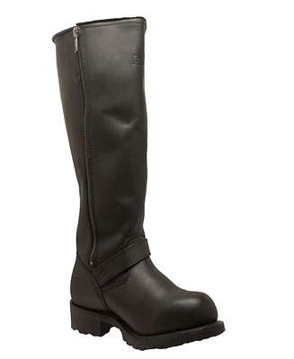 RideTecs Men's 16" Engineer Zipper Biker Boot Black