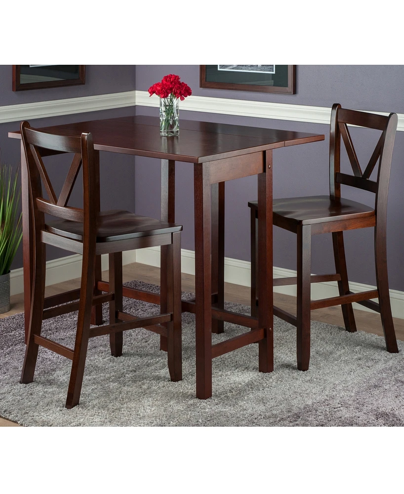 Lynnwood 3-Piece Drop Leaf Table with 2 Counter V-Back Stools