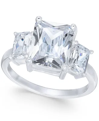 Charter Club Fine Silver Plate Triple-Crystal Ring, Created for Macy's