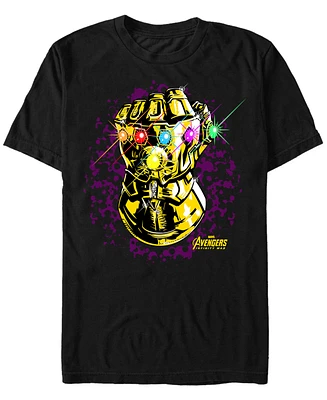 Marvel Men's Avengers Infinity War Purple Splatter Gauntlet Short Sleeve T-Shirt
