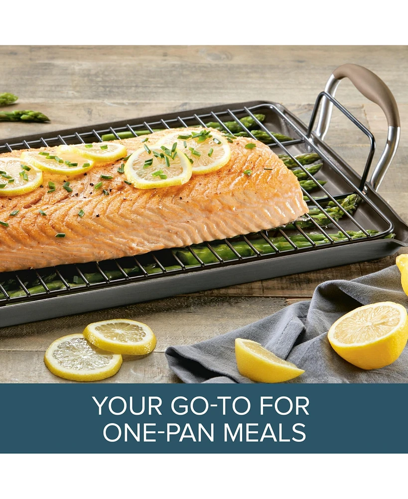 Anolon Advanced Home Hard-Anodized Nonstick Double Burner Griddle, 10" x 18"