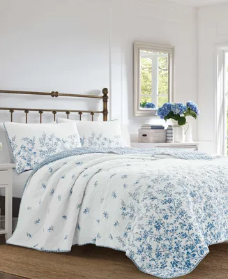 Laura Ashley Flora Cotton Reversible 2 Piece Quilt Set, Twin