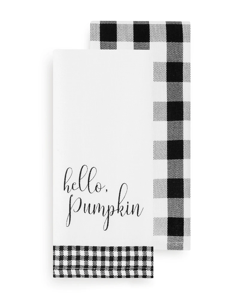 Elrene Hello Pumpkin and Check Kitchen Towel Set