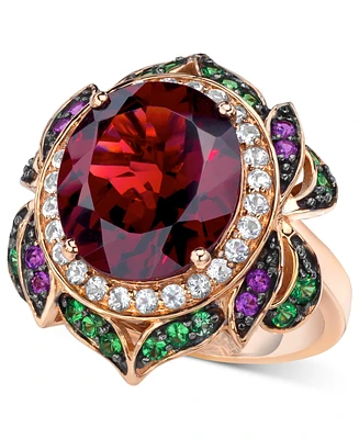 Le Vian Crazy Collection Garnet (7-5/8 ct. t.w.) and Multi-Stone Round Flower Ring in 14k Rose Gold (Also Available in London Blue Topaz)