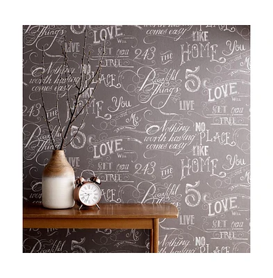 Graham Brown Chalk Board Grey Wallpaper