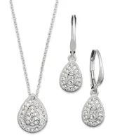 Eliot Danori Rhodium-Plated Crystal Teardrop Earrings and Pendant Necklace Set, Created for Macy's