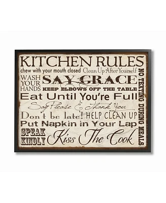 Stupell Industries Home Decor Kitchen Rules Creme Typography Kitchen Framed Giclee Art, 11" x 14"