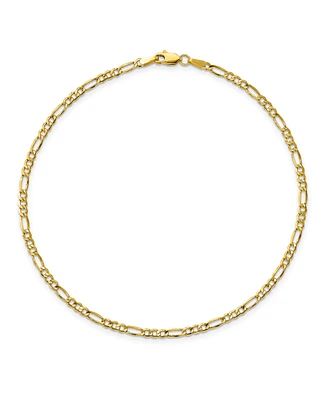 Figaro Chain Anklet in 14k Yellow Gold