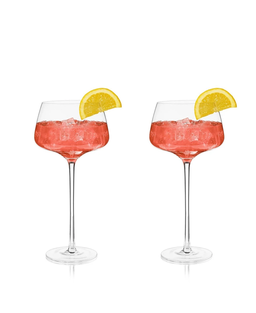 Viski Raye Angled Amaro Spritz Crystal Glasses, Set of 2, 16 Oz