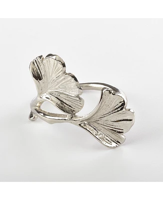 Saro Lifestyle Ginko Design Napkin Ring Ginko Napkin Ring, Set of 4