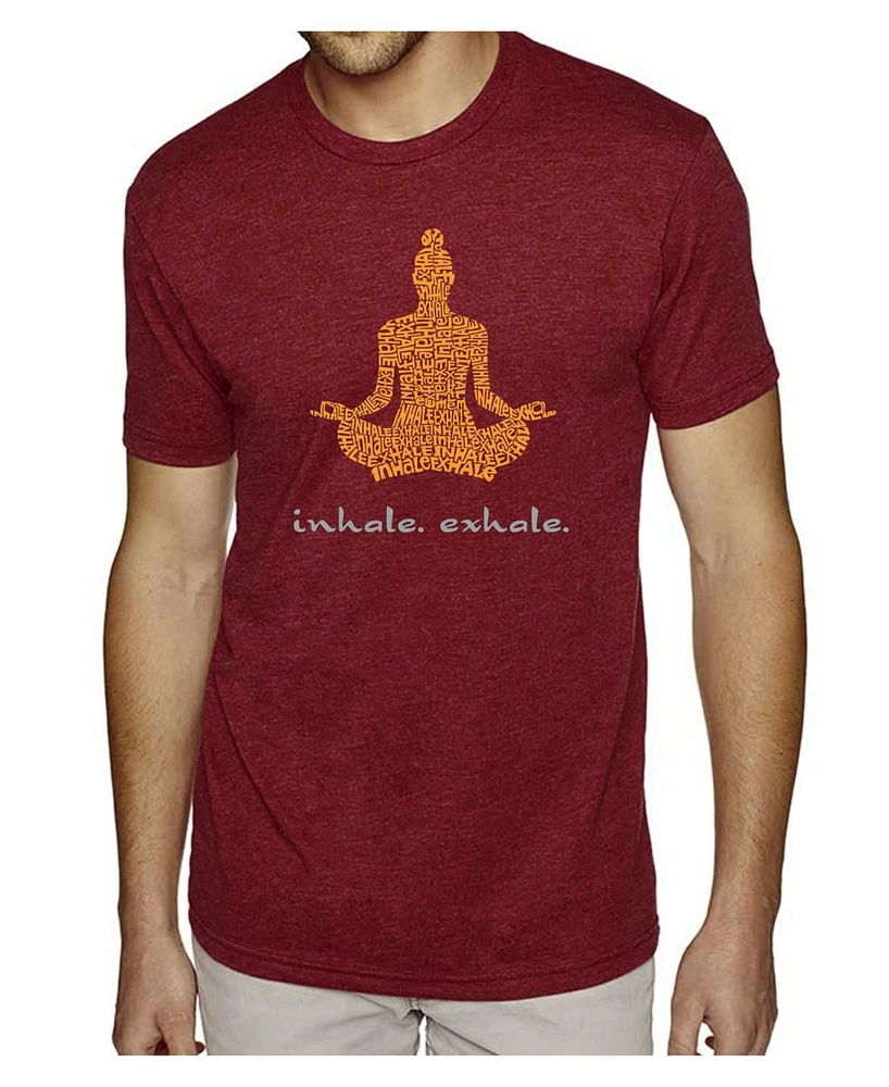 La Pop Art Men's Premium Word T-Shirt - Inhale Exhale