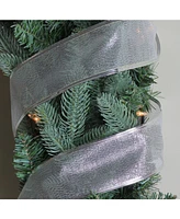 Northlight Pack of 12 Shimmering Silver Wired Christmas Craft Ribbon Spools - 2.5" x 120 Yards Total
