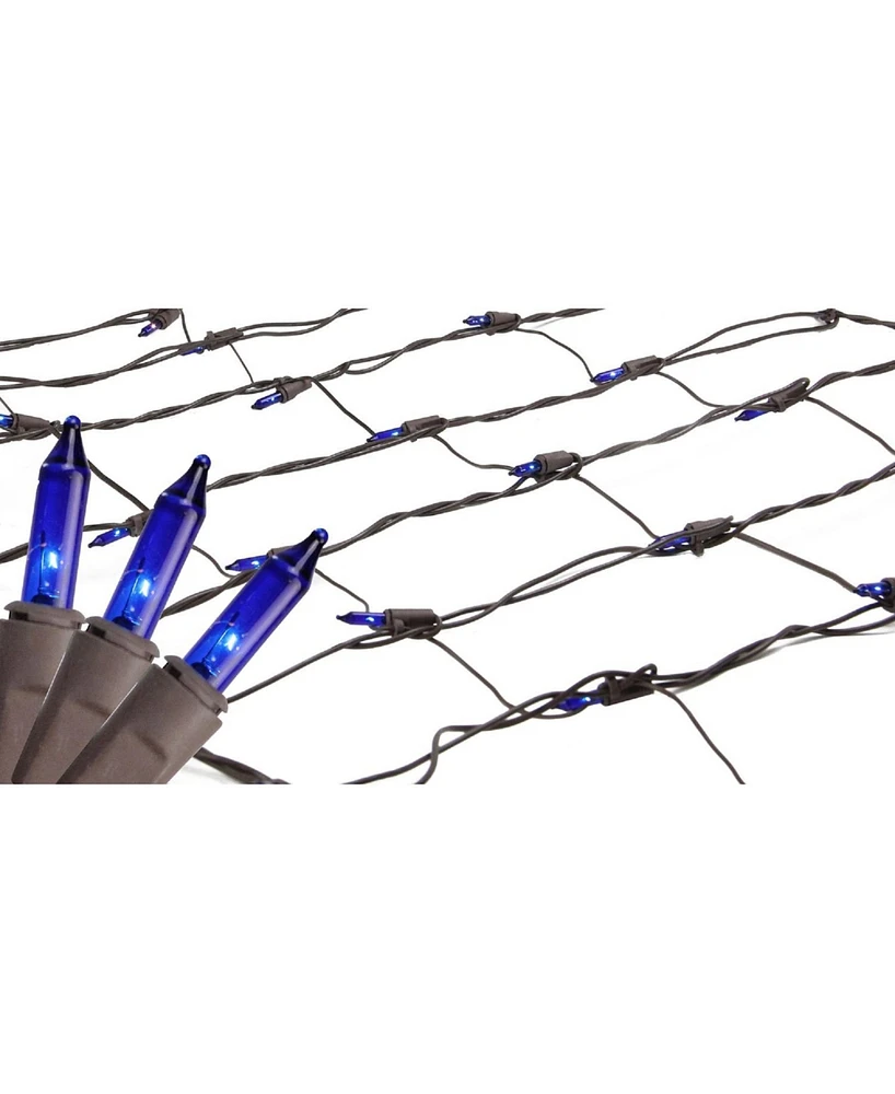 Northlight 2' x 8' Blue Mini Tree Trunk Wrap Christmas Net Lights - Brown Wire