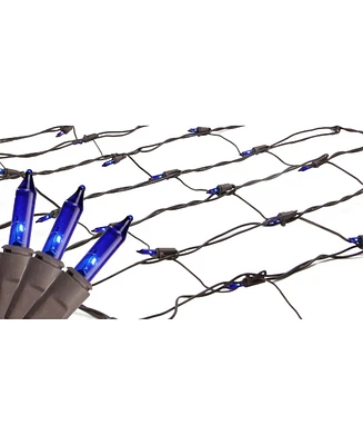 Northlight 2' x 8' Blue Mini Tree Trunk Wrap Christmas Net Lights - Brown Wire