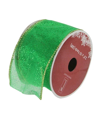 Northlight Shimmering Green Solid Wired Christmas Craft Ribbon 2.5" x 10 Yards
