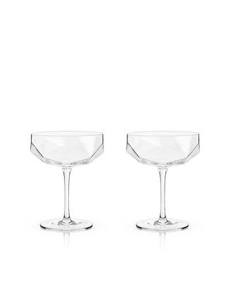 Viski Raye Faceted Crystal Coupe, Set of 2, 7 Oz