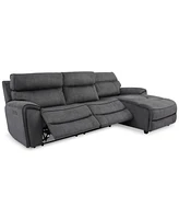 Closeout! Hutchenson 3-Pc. Fabric Chaise Sectional with 2 Power Recliners and Headrests