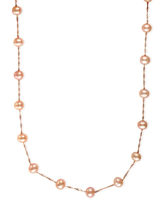 Effy Cultured Freshwater Pearl Station 18" Necklace 14k Gold (5-1/2mm)