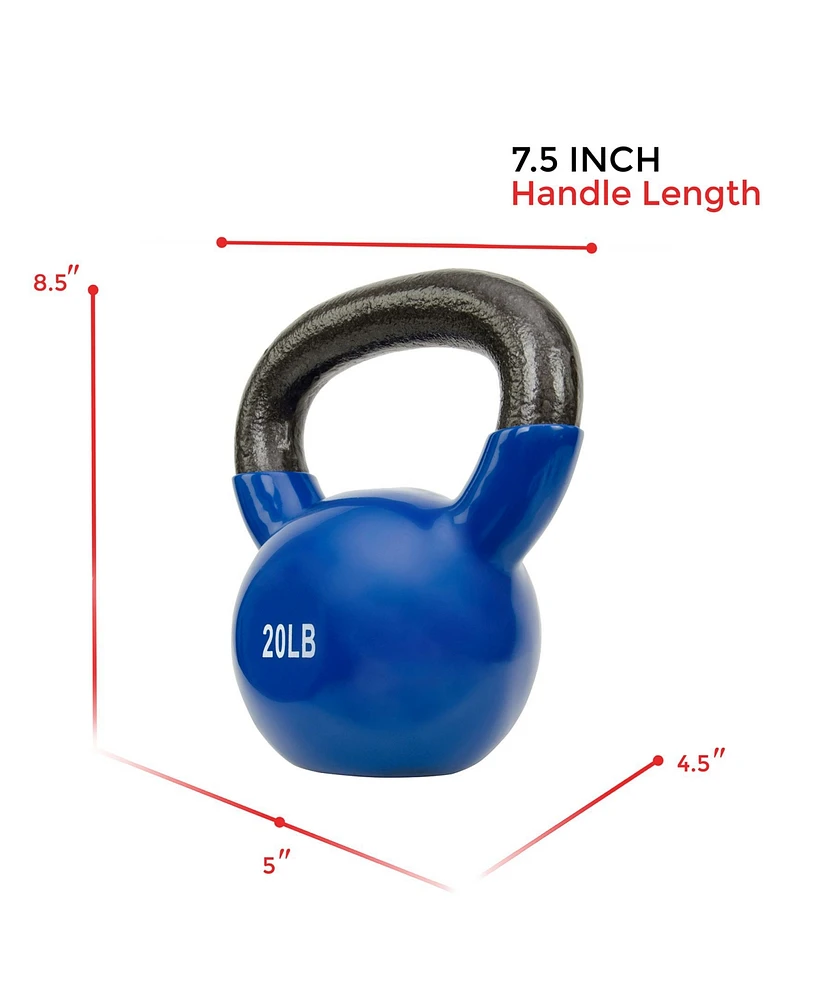 Sunny Health & Fitness Vinyl Color Coated Kettle Bell - 5, 10, 15, 20, 25 Pound Option