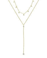 Ettika Simplistic Crystal Layered Lariat Necklace Set