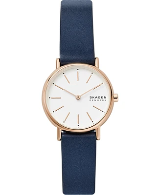 Skagen Women's Signatur Navy Leather Strap Watch 30mm