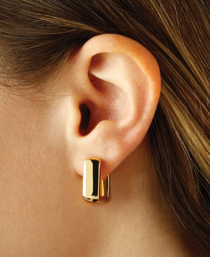 Bold Square Hoop Earrings Set in 14k Gold