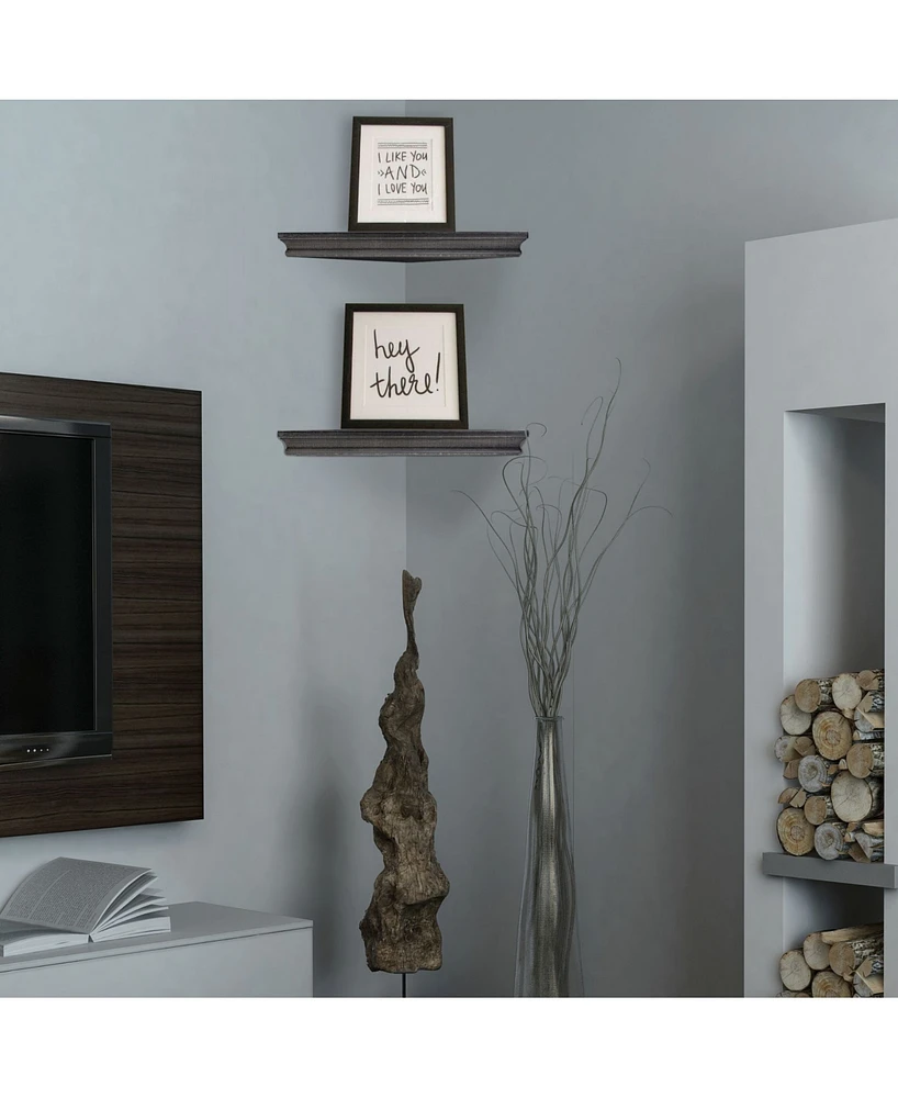 American Art Decor Rustic Wood Floating Corner Shelves