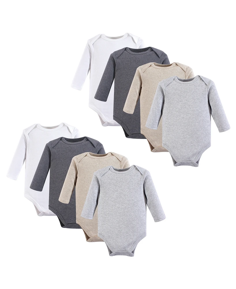 Hudson Baby Boys Unisex Cotton Long-Sleeve Bodysuits 8-Pack