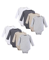 Hudson Baby Boys Unisex Cotton Long-Sleeve Bodysuits 8-Pack