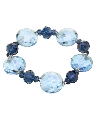2028 Silver-Tone Faceted Stretch Bracelet