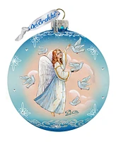 G.DeBrekht Angel Doves Ball Glass Ornament