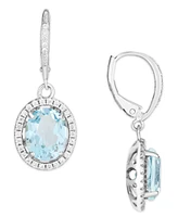 Simulated Cubic Zirconia Oval Drop Earrings Silver Plate