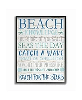 Stupell Industries Beach Knowledge Blue Aqua and White Planked Look Sign, 11" L x 14" H