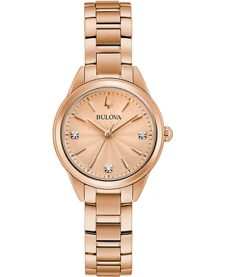 Bulova Women's Sutton Diamond-Accent Rose Gold-Tone Stainless Steel Bracelet Watch 28mm