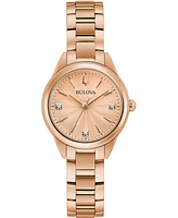 Bulova Women's Sutton Diamond-Accent Rose Gold-Tone Stainless Steel Bracelet Watch 28mm